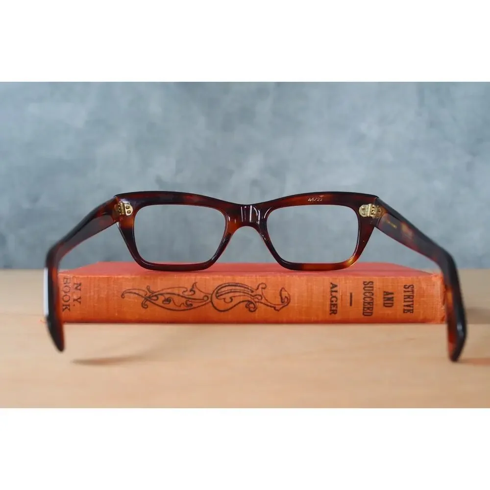 Vintage Cateye Eyeglasses 1960s Made In France ebony Rockabilly pin up Retro